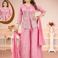 Stylish Party Wear Pink Embroidered Palazzo Suit - Mangaldeep NX
