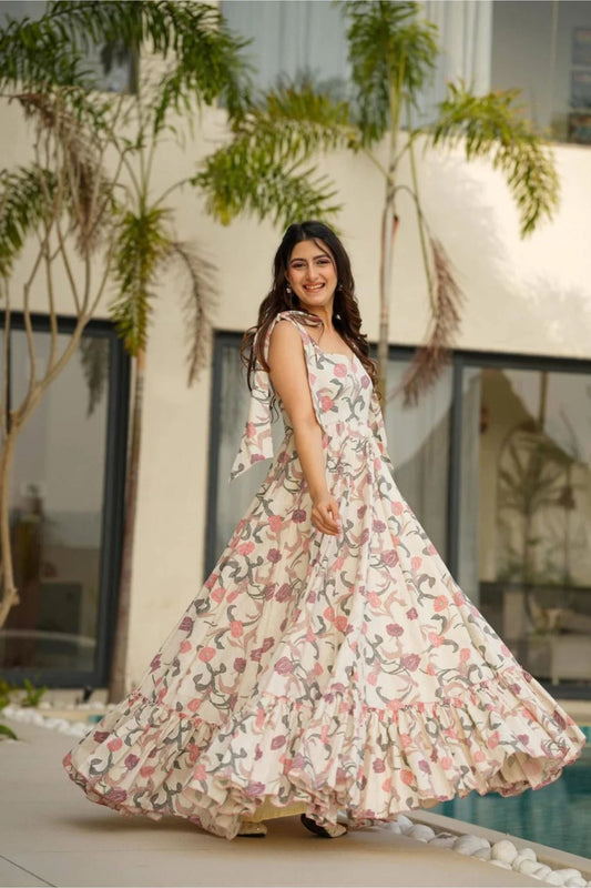 Stylish Pink Floral Floor Length Printed Kurti - Mangaldeep NX