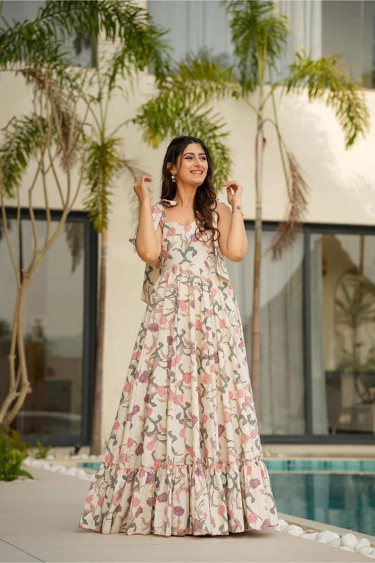 Stylish Pink Floral Floor Length Printed Kurti - Mangaldeep NX