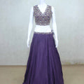 Stylish Purple Embroidered Crop Top Style Lehenga Choli - Mangaldeep NX