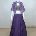 Stylish Purple Embroidered Crop Top Style Lehenga Choli - Mangaldeep NX