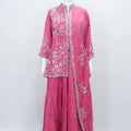 Stylish Rani Pink Embroidered Silk Anarkali Set with Matching Dupatta - Mangaldeep NX