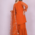 Stylish Readymade Rust Orange Embroidered Sharara Suit - Mangaldeep NX