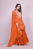 Stylish Readymade Rust Orange Embroidered Sharara Suit - Mangaldeep NX