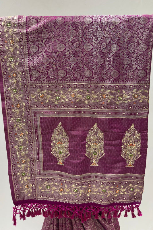 Superb Purple Silk Saree For Wedding - Mangaldeep NX