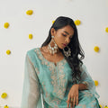 Superb Sea Green Chiffon Embroidered Salwar Suit - Mangaldeep NX