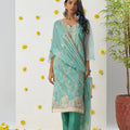 Superb Sea Green Chiffon Embroidered Salwar Suit - Mangaldeep NX