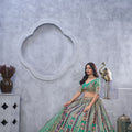 Superb Sea Green Embroidered A - Line Lehenga Choli with Heavy Handwork - Mangaldeep NX
