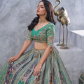 Superb Sea Green Embroidered A - Line Lehenga Choli with Heavy Handwork - Mangaldeep NX