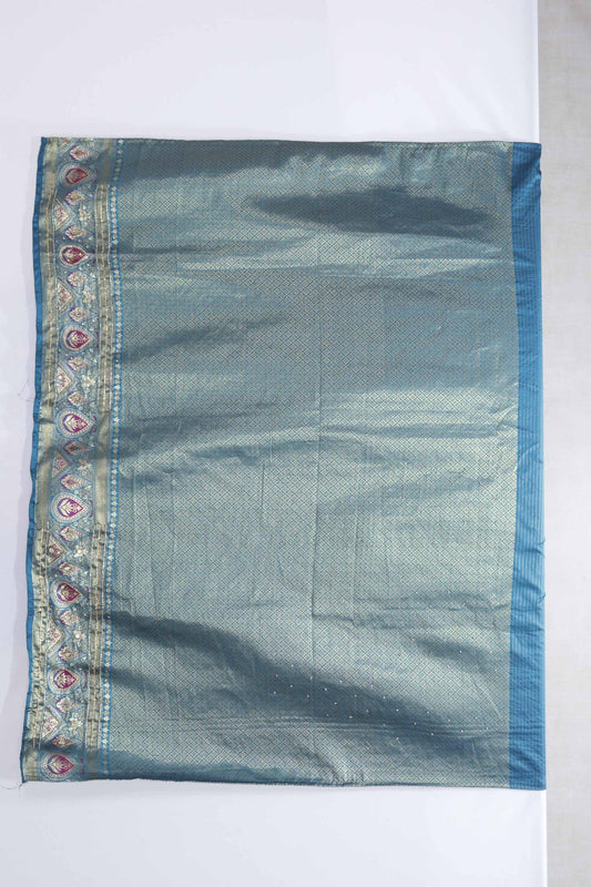 Teal Banarasi Silk Saree with Zari Weaving and Meenakari Butti Design - Mangaldeep NX