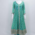 Teal Bandhani Anarkali Suit with Embroidered Border - Mangaldeep NX