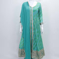 Teal Bandhani Anarkali Suit with Embroidered Border - Mangaldeep NX