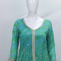 Teal Bandhani Anarkali Suit with Embroidered Border - Mangaldeep NX