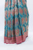 Teal Blue Banarasi Silk Saree and Pink Zari Pallu with Tassels - Mangaldeep NX