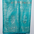 Teal Blue Banarasi Silk Saree with Silver Zari Weaving and Rich Brocade Pallu - Mangaldeep NX