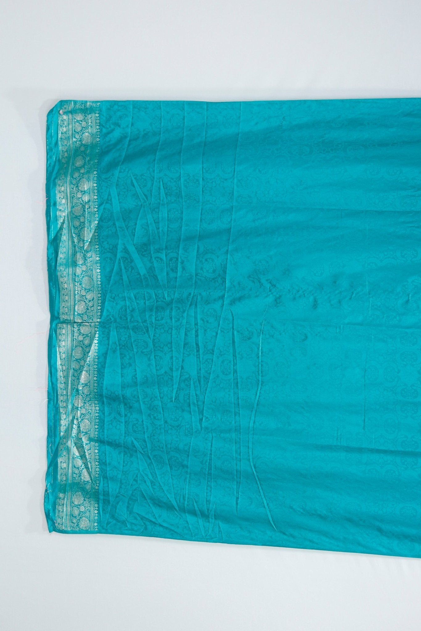 Teal Blue Banarasi Silk Saree with Silver Zari Weaving and Rich Brocade Pallu - Mangaldeep NX