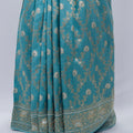Teal Blue Banarasi Silk Saree with Zari Weaving and Rich Pallu - Mangaldeep NX