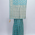 Teal Blue Banarasi Silk Saree with Zari Weaving and Rich Pallu - Mangaldeep NX