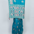 Teal Blue Banarasi Silk Saree with Zari Woven Traditional Motifs and Meenakari Pallu - Mangaldeep NX