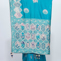 Teal Blue Banarasi Silk Saree with Zari Woven Traditional Motifs and Meenakari Pallu - Mangaldeep NX