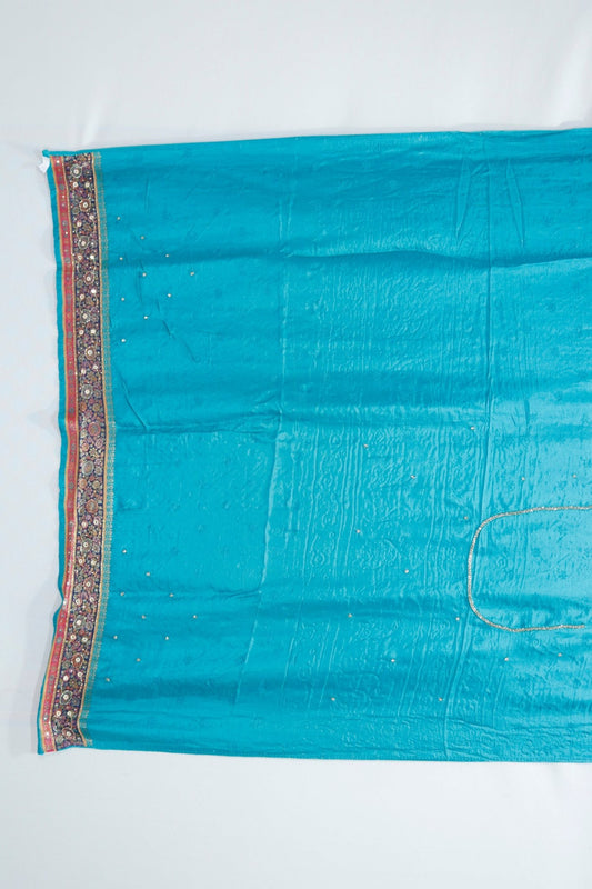 Teal Blue Bandhani Print Saree with Traditional Mirror Work and Multicolor Pallu - Mangaldeep NX