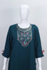 Teal Blue Embroidered Kurta Set with Printed Dupatta and Tapered Pants for Women - Mangaldeep NX