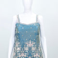 Teal Blue Embroidered Net Sharara Set Designer Floral Ethnic Party Wear with Dupatta - Mangaldeep NX