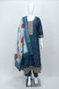 Teal Blue Embroidered Straight Salwar Suit with Floral Dupatta - Mangaldeep NX