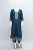 Teal Blue Embroidered Straight Salwar Suit with Floral Dupatta - Mangaldeep NX