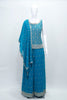 Teal Blue Georgette Sharara Suit Set with Heavy Embroidery and Dupatta - Mangaldeep NX