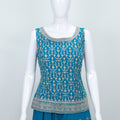 Teal Blue Georgette Sharara Suit Set with Heavy Embroidery and Dupatta - Mangaldeep NX