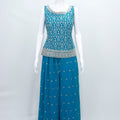 Teal Blue Georgette Sharara Suit Set with Heavy Embroidery and Dupatta - Mangaldeep NX