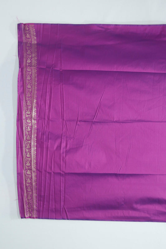 Teal Blue Ikat Silk Saree with Contrast Purple Banarasi Pallu and Zari Border - Mangaldeep NX