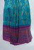 Teal Blue Ikat Silk Saree with Contrast Purple Banarasi Pallu and Zari Border - Mangaldeep NX