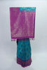 Teal Blue Ikat Silk Saree with Contrast Purple Banarasi Pallu and Zari Border - Mangaldeep NX