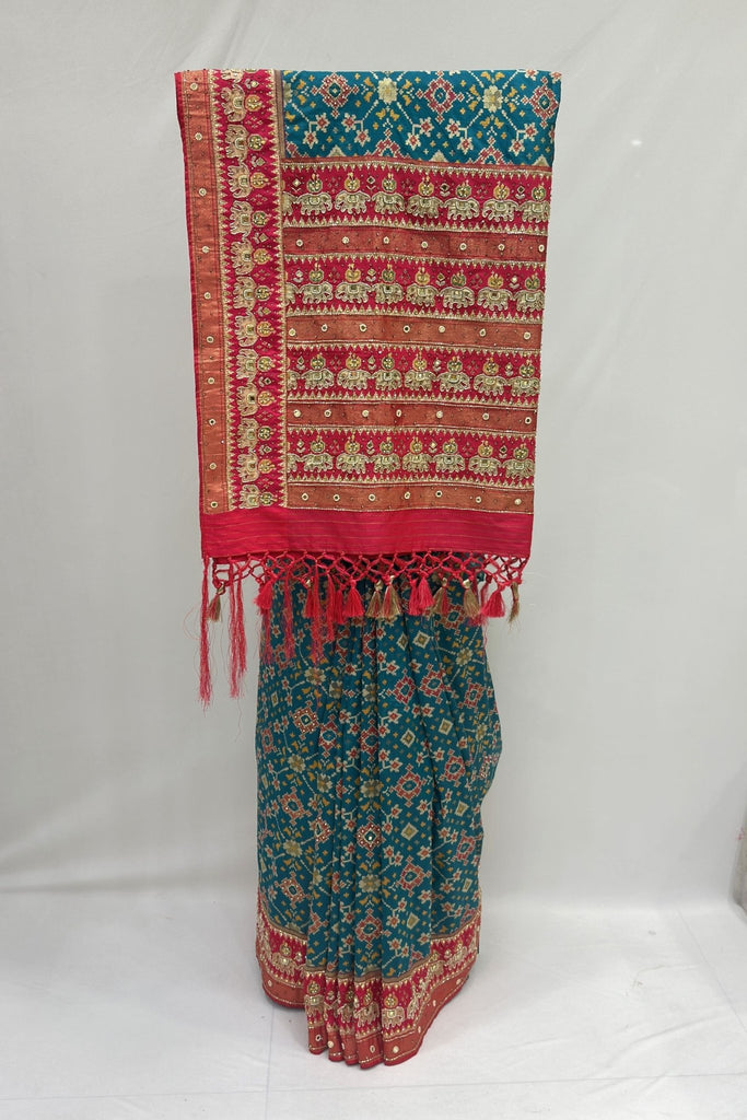 Teal Blue Patola Silk Saree - Mangaldeep NX
