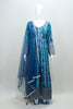 Teal Blue Printed Anarkali Kurta Set with Embroidered Yoke Net Dupatta - Mangaldeep NX