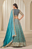 Teal Blue Silk Embroidered Lehenga Choli Set with Sequined Blouse and Contrast Dupatta - Mangaldeep NX