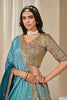 Teal Blue Silk Embroidered Lehenga Choli Set with Sequined Blouse and Contrast Dupatta - Mangaldeep NX