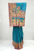 Teal Blue Silk Saree with Intricate Rajasthani Motif - Mangaldeep NX
