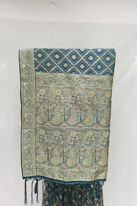 Teal Green Banarasi Silk Saree - Mangaldeep NX