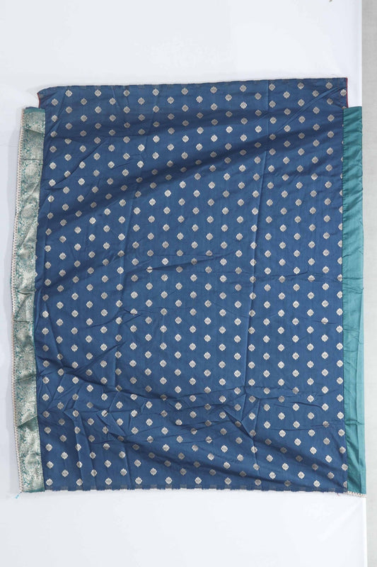 Teal Green Banarasi Silk Saree with Silver Zari Embroidery and Peacock Motifs - Mangaldeep NX