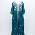 Teal Green Chinon Embroidered Readymade Anarkali Suit with Dupatta - Mangaldeep NX