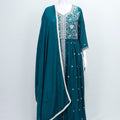 Teal Green Chinon Embroidered Readymade Anarkali Suit with Dupatta - Mangaldeep NX
