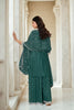 Teal Green Chinon Embroidered Readymade Palazzo Suit with Dupatta - Mangaldeep NX