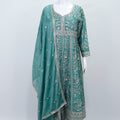 Teal Green Embroidered Anarkali Suit Party Wear Set with Dupatta - Mangaldeep NX
