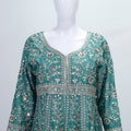 Teal Green Embroidered Anarkali Suit Party Wear Set with Dupatta - Mangaldeep NX