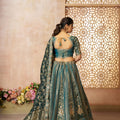 Teal Green Embroidered Lehenga Choli with Dupatta - Mangaldeep NX