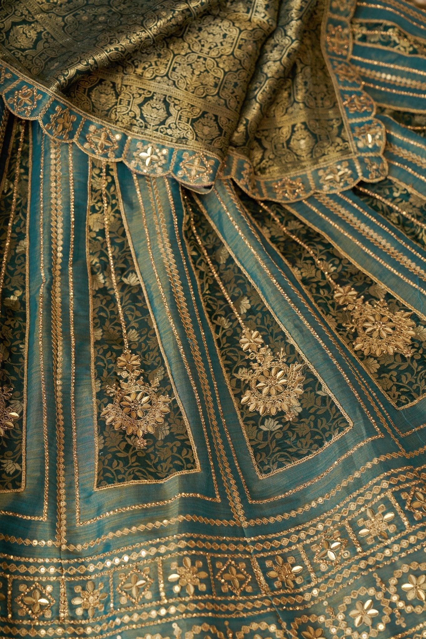 Teal Green Embroidered Lehenga Choli with Dupatta - Mangaldeep NX