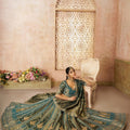 Teal Green Embroidered Lehenga Choli with Dupatta - Mangaldeep NX